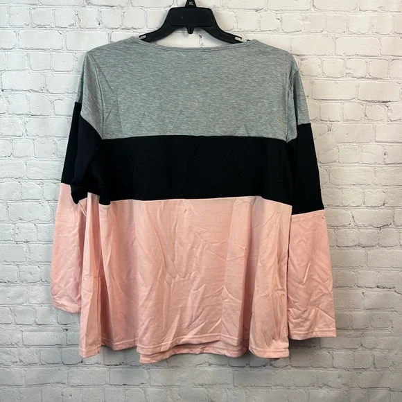 BloomChic Colorblock V-Neck Women's Lightweight Sweatshirt Top Plus Size 2X - Picture 6 of 6